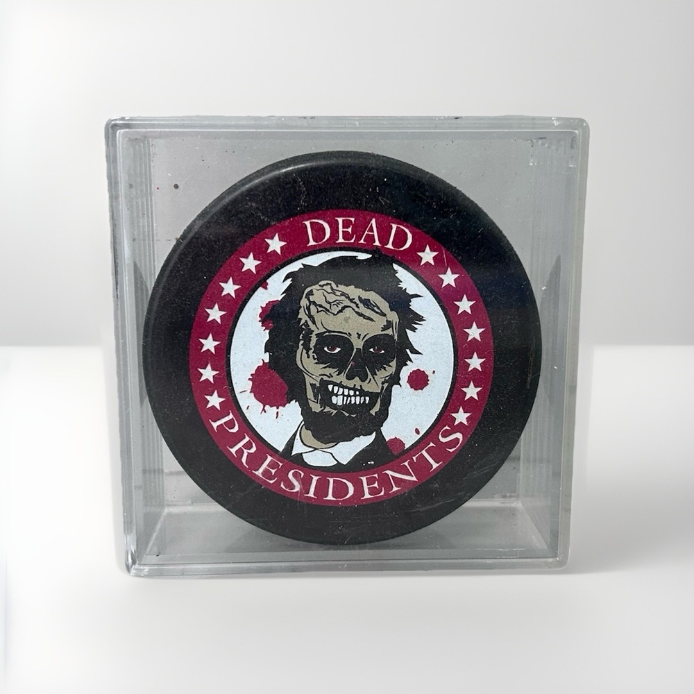 Inglasco In Glas Co DEAD PRESIDENTS Hockey Puck Super RARE! HTF VTG Souvenir (?)
